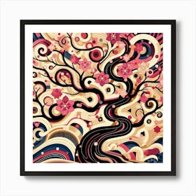 Abstract modernist sakura tree 2 Art Print