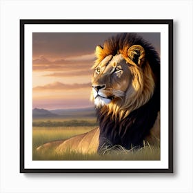 Lion In The Grass 6 Art Print