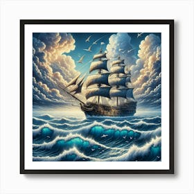 Sailing Ship In The Sea 2 Art Print