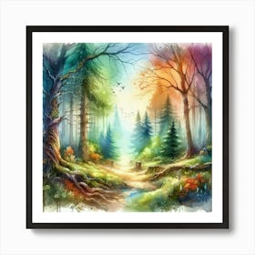 Watercolor Of A Forest 8 Art Print