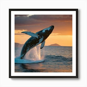 Humpback Whale Jumping Out Of The Water 11 Art Print