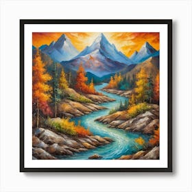 autumn season in the mountain Art Print