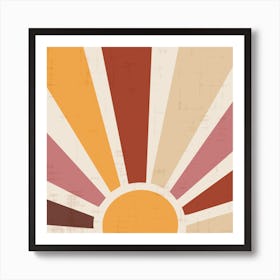 Retro Sun Square Art Print