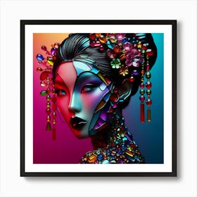 Japan Traditional Geisha Illustration By Ad 26 Art Print