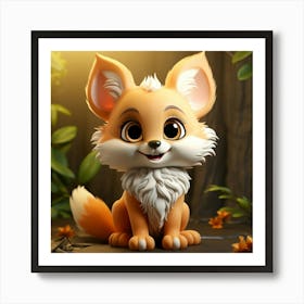 Forest Baby Fox Art Print