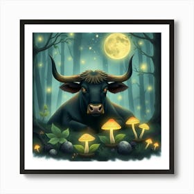 Bull In The Forest 19 Art Print