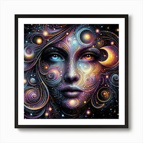 A mystical female face 1 Art Print