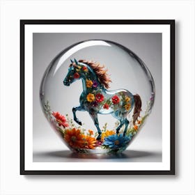 Horse In A Glass Sphere Art Print