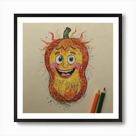 Pumpkin Drawing Art Print