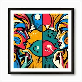 Two Women Talking To Each Other Art Print