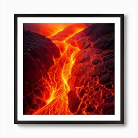 Firefly Volcanic, Magma, Flow, Illustration, Molten, Lava, Heat, Fiery, Color Palette, Orange, Red, (3) Art Print