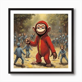 Monkeys In The Woods 1 Art Print