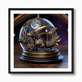 Steampunk Dragon In A Glass Ball Art Print