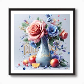 Roses In A Vase 1 Art Print