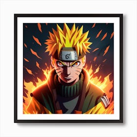 Naruto In Angry Mood With Fire And Fight Vibran 2 Art Print