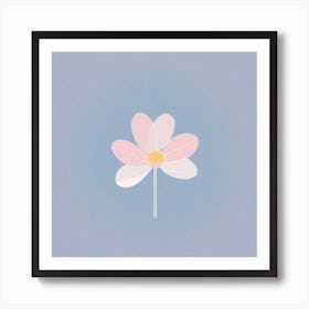 A White And Pink Flower In Minimalist Style Square Composition 309 Art Print