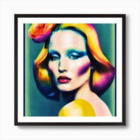 Woman With Colorful Hair Art Print