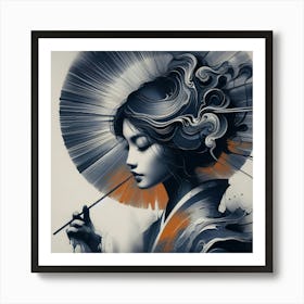 Geisha Creative Illustration Artwork 54 Art Print