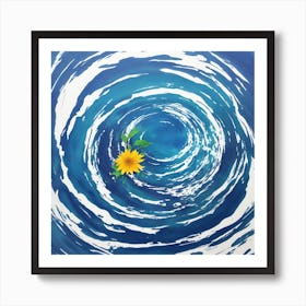 Sunflower In The Water Art Print