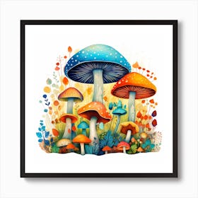 Mushrooms And Flowers 30 Art Print