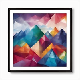 Abstract Colourful Geometric Mountains 4 Art Print