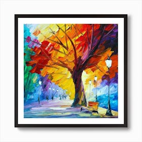 Colorful Tree In The Park oil painting abstract painting art 2 Art Print