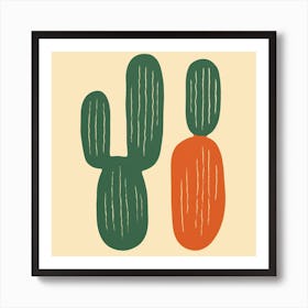 Rizwanakhan Simple Abstract Cactus Non Uniform Shapes Petrol 8 Art Print