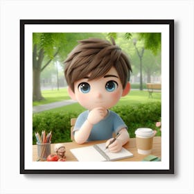 Boy thinking Art Print