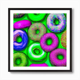 Colorful Donuts Green Art Print