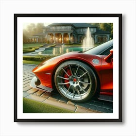 Supercar In Front Of A House Art Print