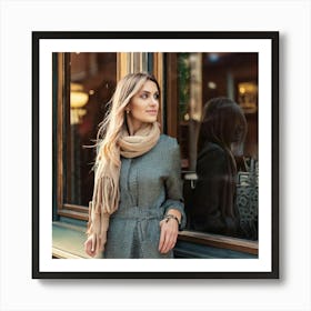 Firefly Young Lady Posing By A Retro Shop Window 66900 Art Print