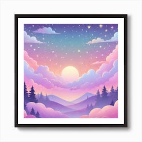 Sky With Twinkling Stars In Pastel Colors Square Composition 32 Art Print
