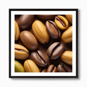 Coffee Beans On A Brown Background Art Print