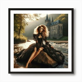 Beautiful Woman In A Castle Art Print