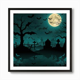 Halloween Cemetery 1 Art Print