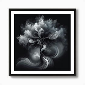 Abstract modernist Smoky tree 3 Art Print