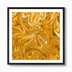 Orange Liquid Marble Art Print