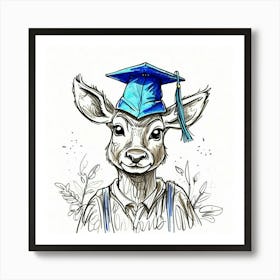 Deer In A Graduation Cap Art Print