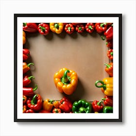 Colorful Peppers In A Frame 21 Art Print