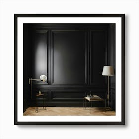 A Black Wall With A Black And White Tartan Wallpap (2) Art Print