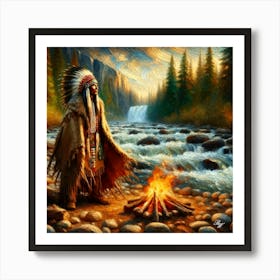 Oil Texture Native American Warrior 2 Copy Art Print