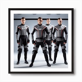 Four Astronauts In Spacesuits Art Print