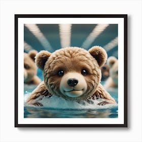 Teddy bear swimming at the Olympics  Art Print