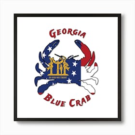 Georgia Blue Crab With Georgia State Flag Art Print