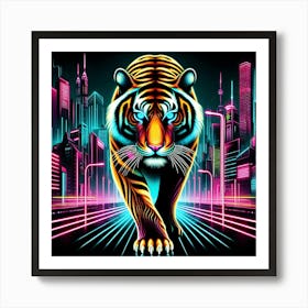 Neon Tiger 3 Art Print