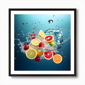 Water Splashing Fruit Art Print