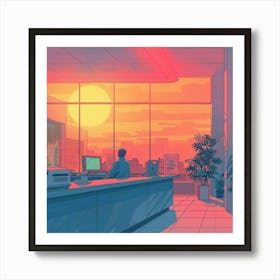 Hd Wallpapers Lofi Sunset Art Print