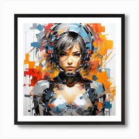 Abstract World Of Quantum Mechanics Sci Fi Beautiful Cyborg Female Art Print