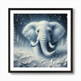 Elephant In Snow 2 Art Print