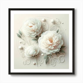 White Peonies Art Print